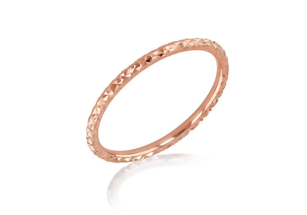 9K Rose Gold Solid Diamond-Cut Stacker Ring Ring 9K Gold Jewellery   