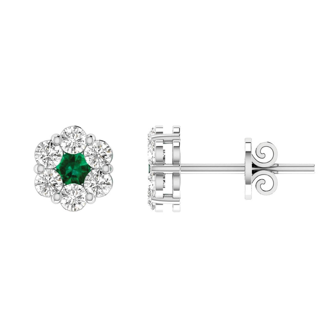 Emerald Diamond Stud Earrings with 0.80ct Diamonds in 9K White Gold - 9WRE100GHE Earrings Boutique Diamond Jewellery   