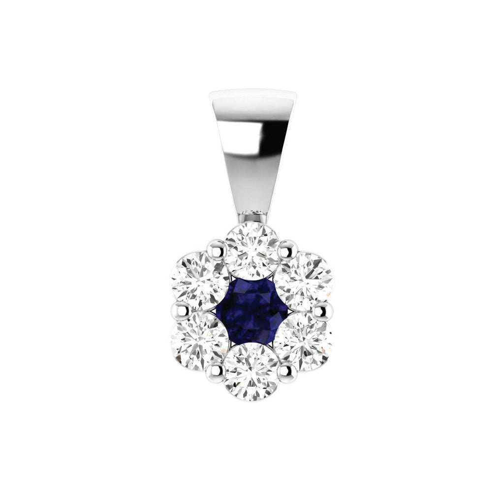 Sapphire Diamond Pendant with 0.24ct Diamonds in 9K White Gold - 9WRP33GHS Pendant Boutique Diamond Jewellery   
