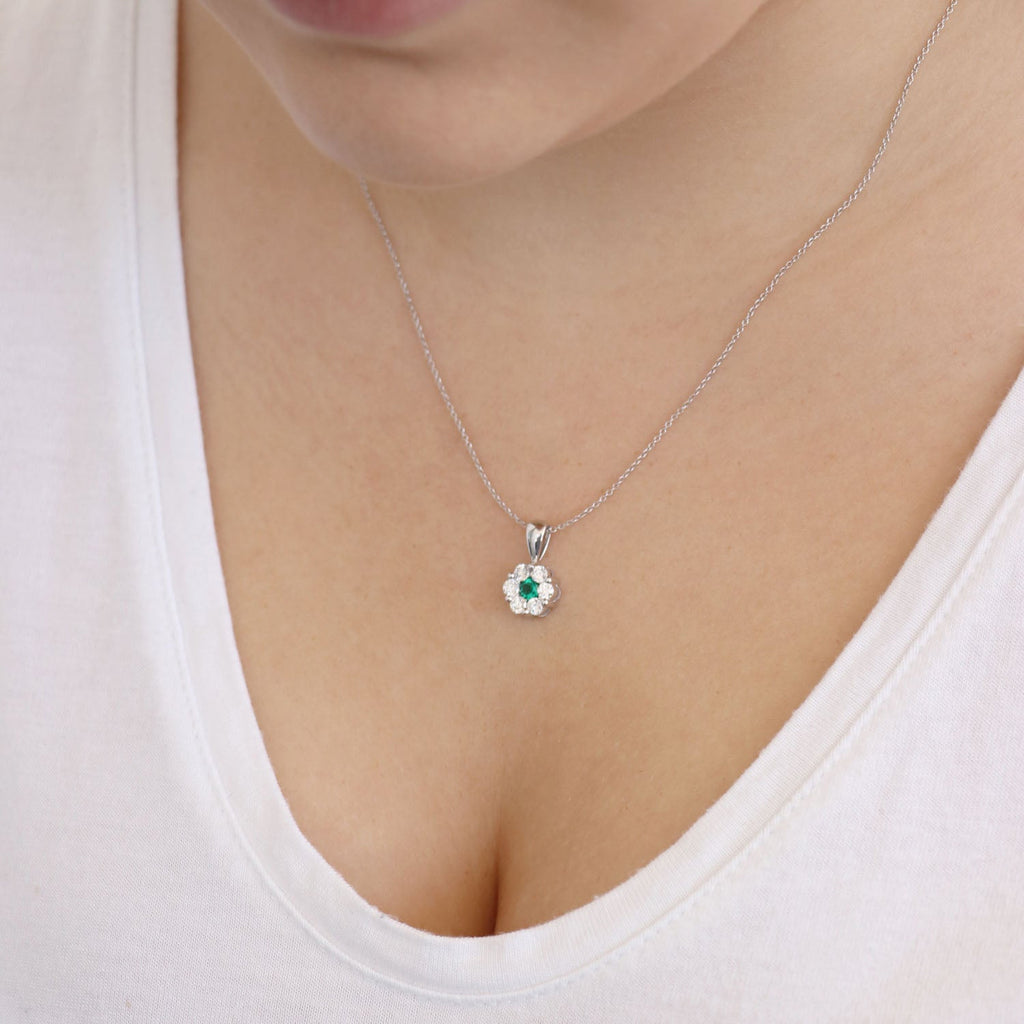 Emerald Diamond Pendant with 0.53ct Diamonds in 9K White Gold - 9WRP75GHE Pendant Boutique Diamond Jewellery   