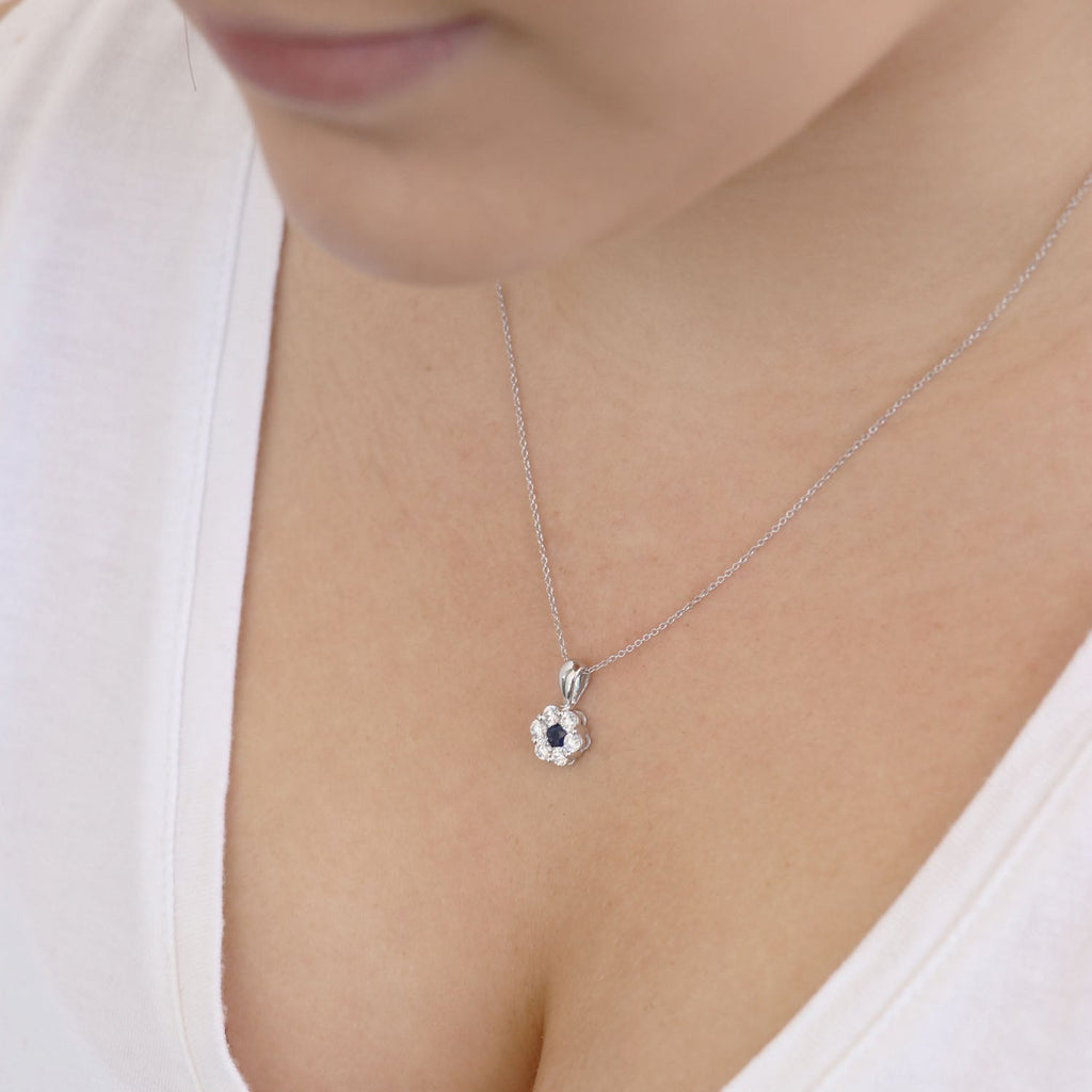 Sapphire Diamond Pendant with 0.53ct Diamonds in 9K White Gold - 9WRP75GHS Pendant Boutique Diamond Jewellery   