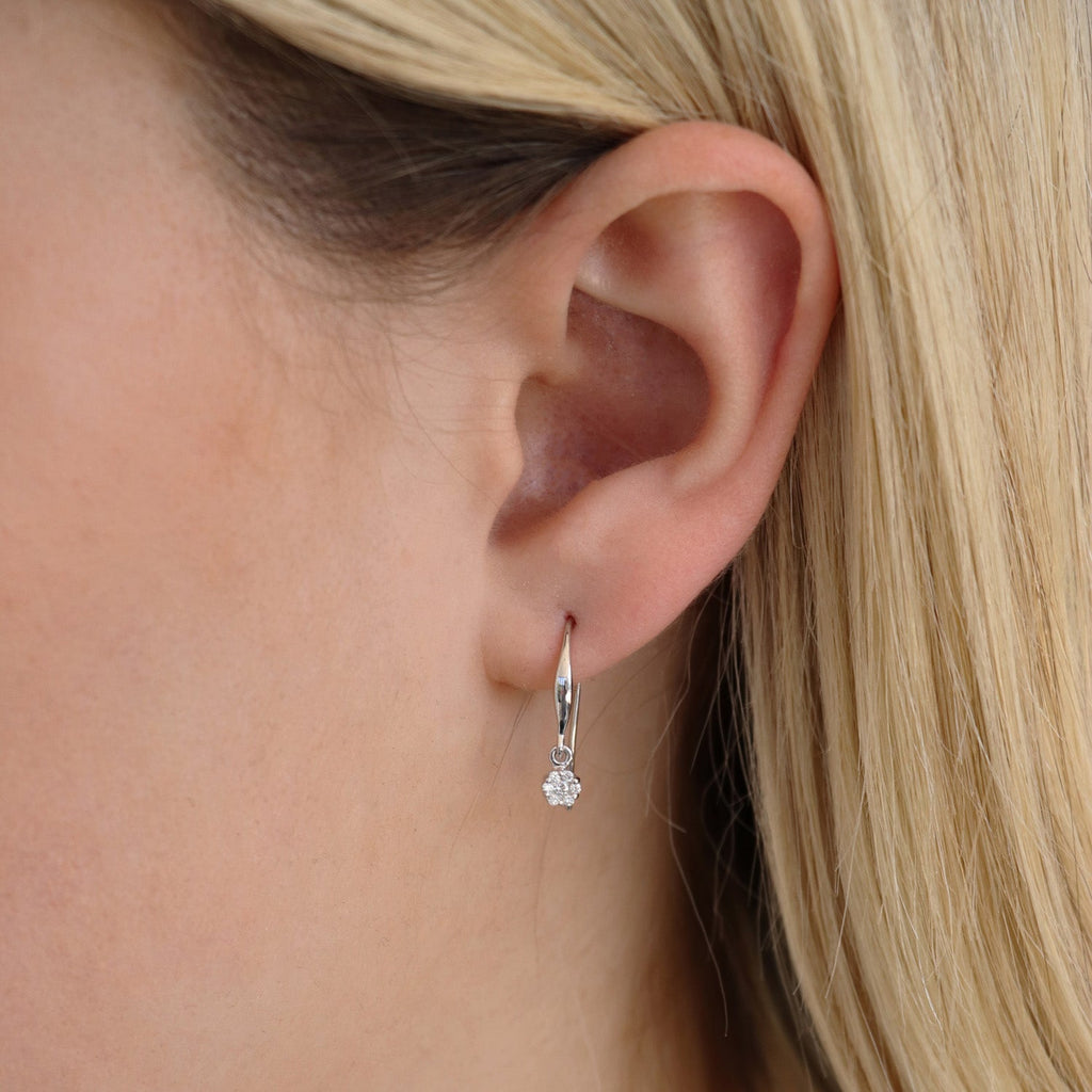 Cluster Hook Diamond Earrings with 0.10ct Diamonds in 9K White Gold - 9WSH10GH Earrings Boutique Diamond Jewellery   
