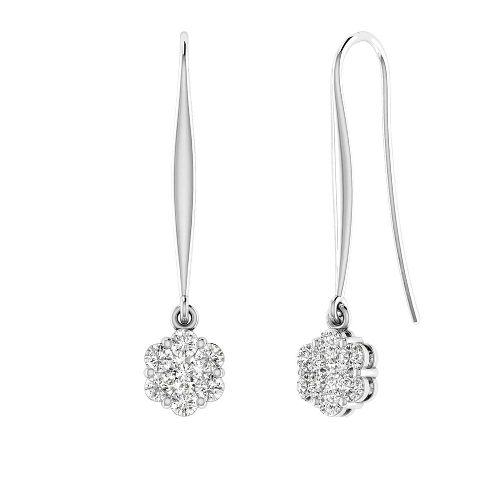 Cluster Hook Diamond Earrings with 0.15ct Diamonds in 9K White Gold - 9WSH15GH Earrings Boutique Diamond Jewellery   