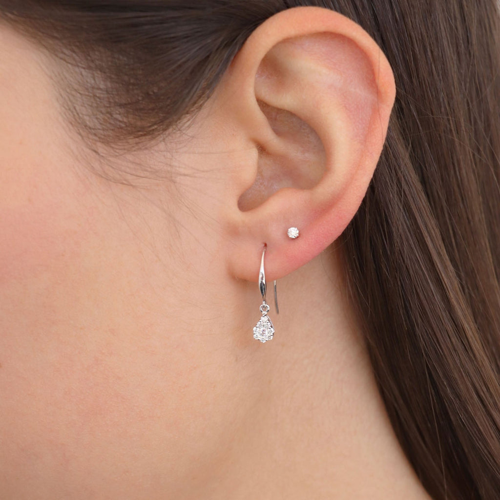 Tear Drop Hook Diamond Earrings with 0.25ct Diamonds in 9K White Gold - 9WTDSH25GH Earrings Boutique Diamond Jewellery   