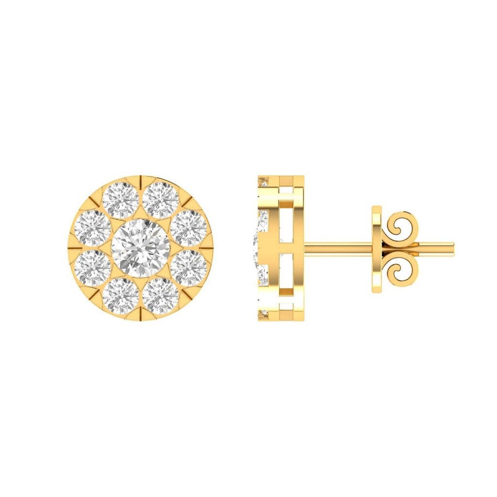 Cluster Diamond Stud Earrings with 0.15ct Diamonds in 9K Yellow Gold - 9YECLUS15GH Earrings Boutique Diamond Jewellery   