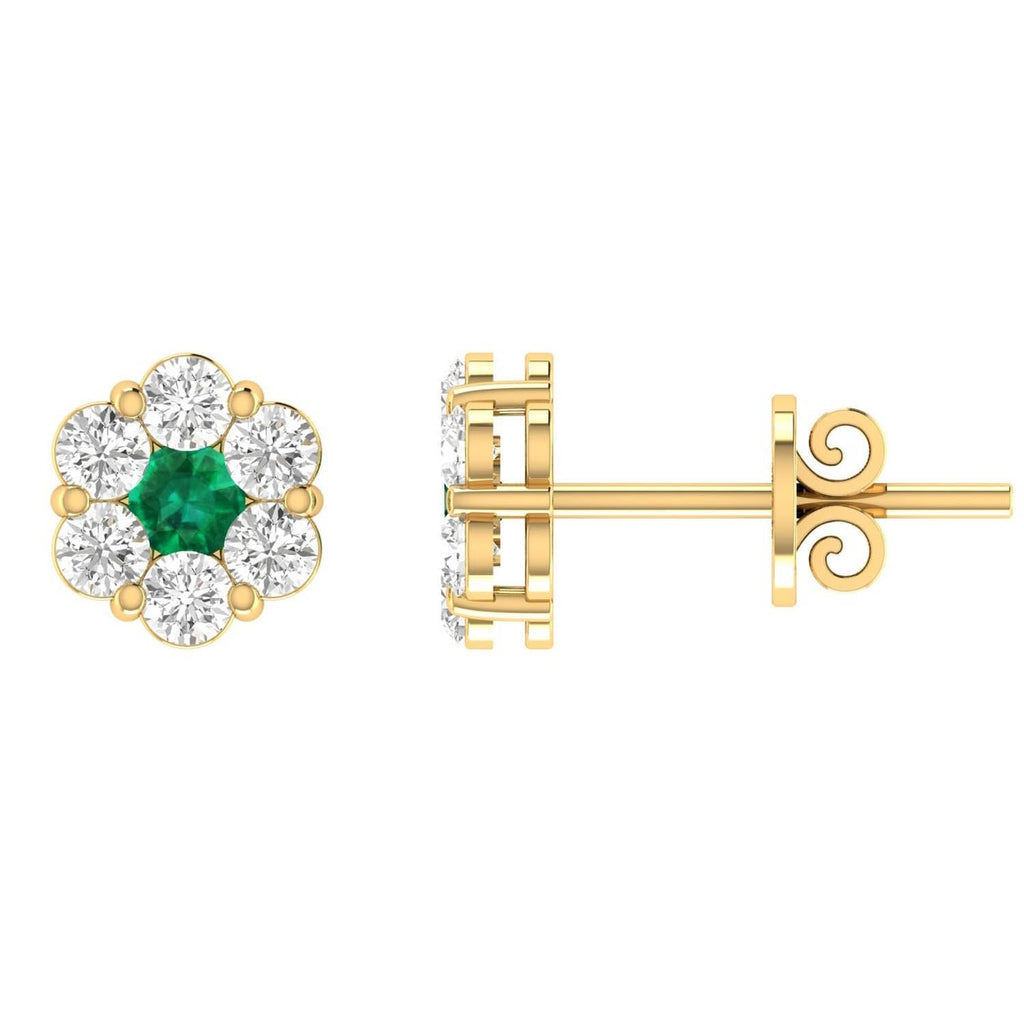 Emerald Diamond Stud Earrings with 0.80ct Diamonds in 9K Yellow Gold - 9YRE100GHE Earrings Boutique Diamond Jewellery   