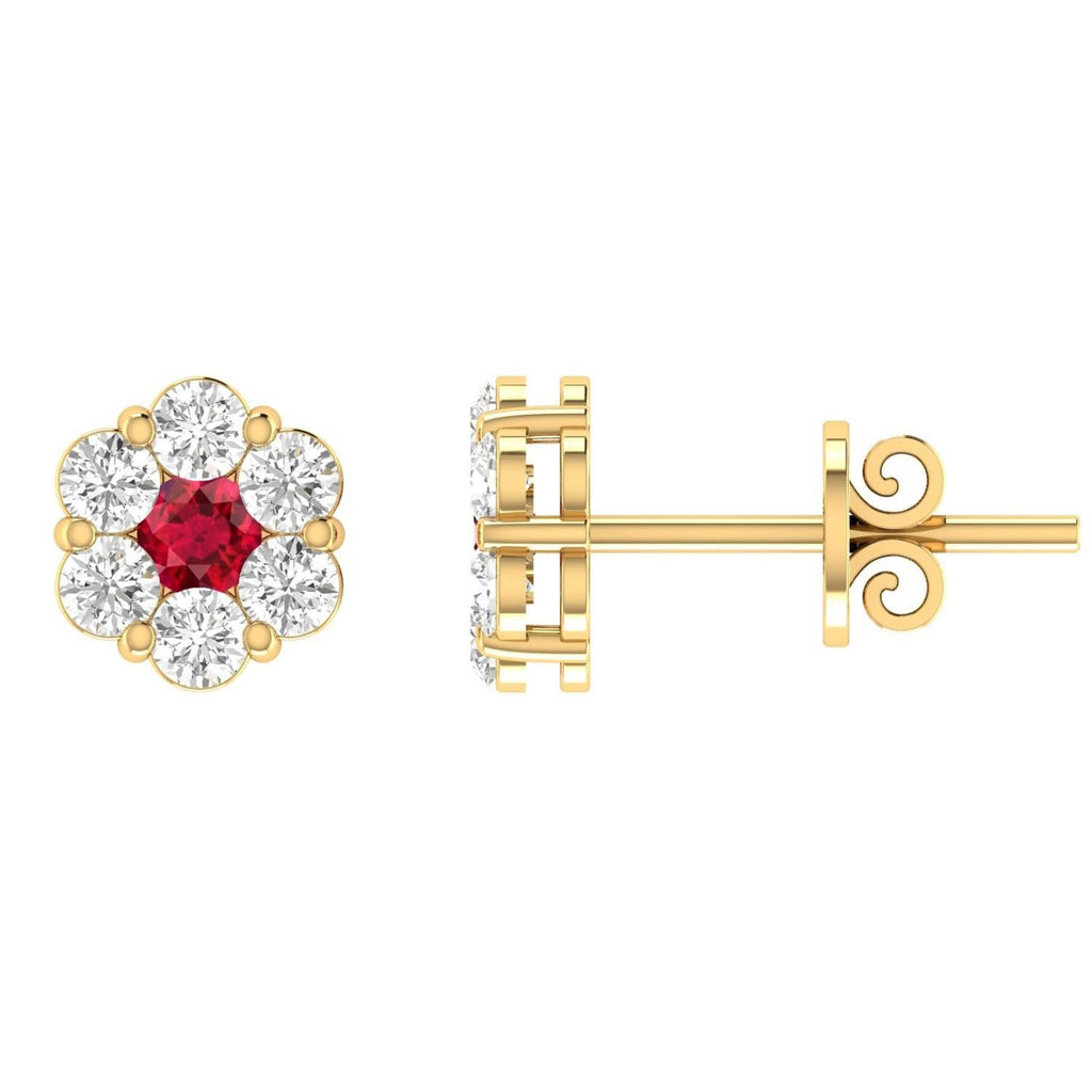 Ruby Diamond Earrings with 0.19ct Diamonds in 9K Yellow Gold - 9YRE25GHR Earrings Boutique Diamond Jewellery   