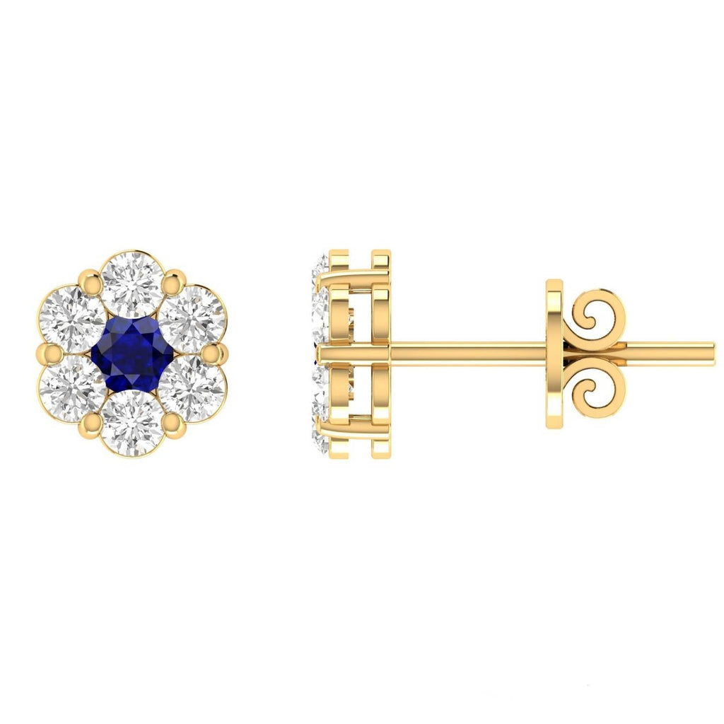 Sapphire Diamond Stud Earrings with 0.19ct Diamonds in 9K Yellow Gold - 9YRE25GHS Earrings Boutique Diamond Jewellery   