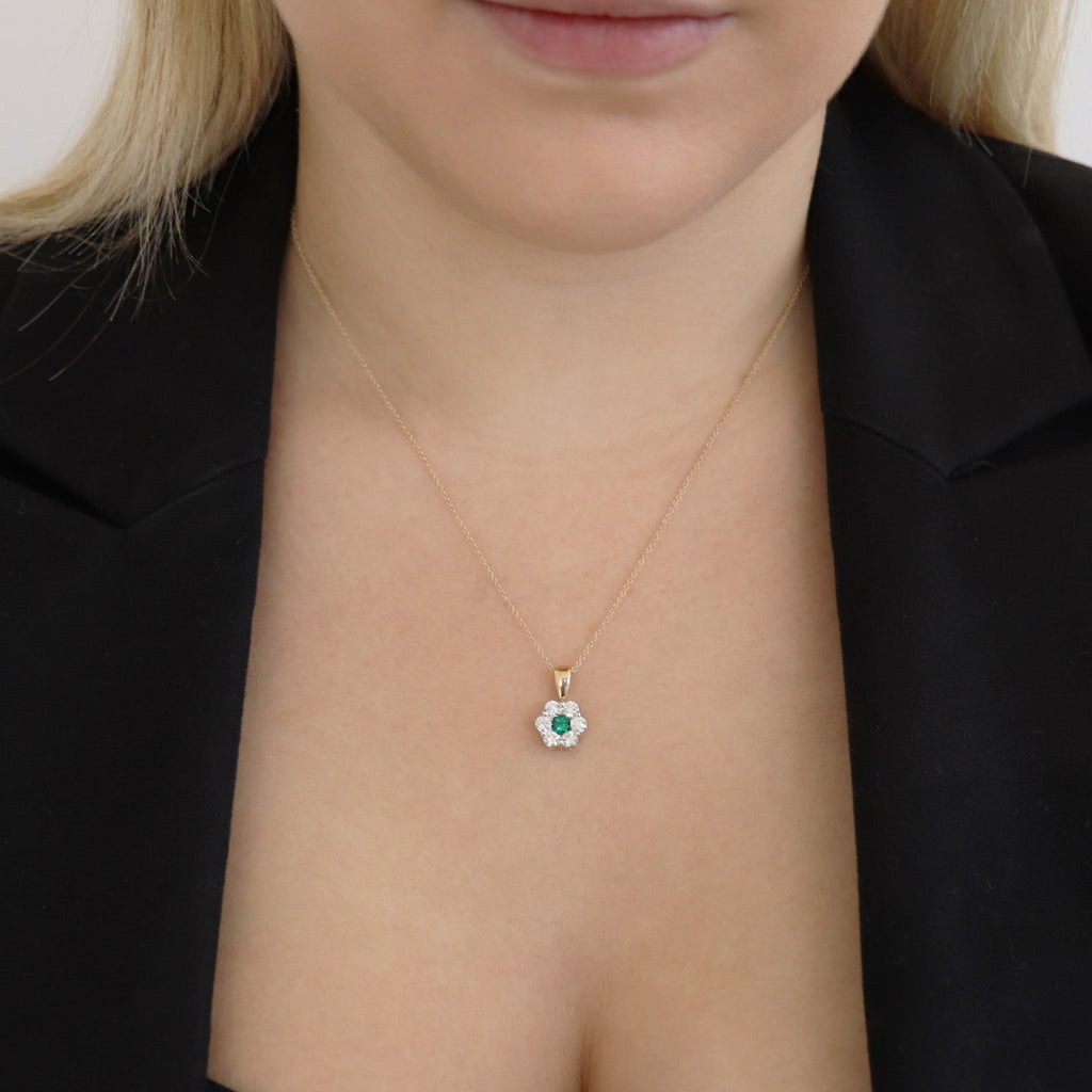 Emerald Diamond Pendant with 0.76ct Diamonds in 9K Yellow Gold - 9YRP100GHE Pendant Boutique Diamond Jewellery   