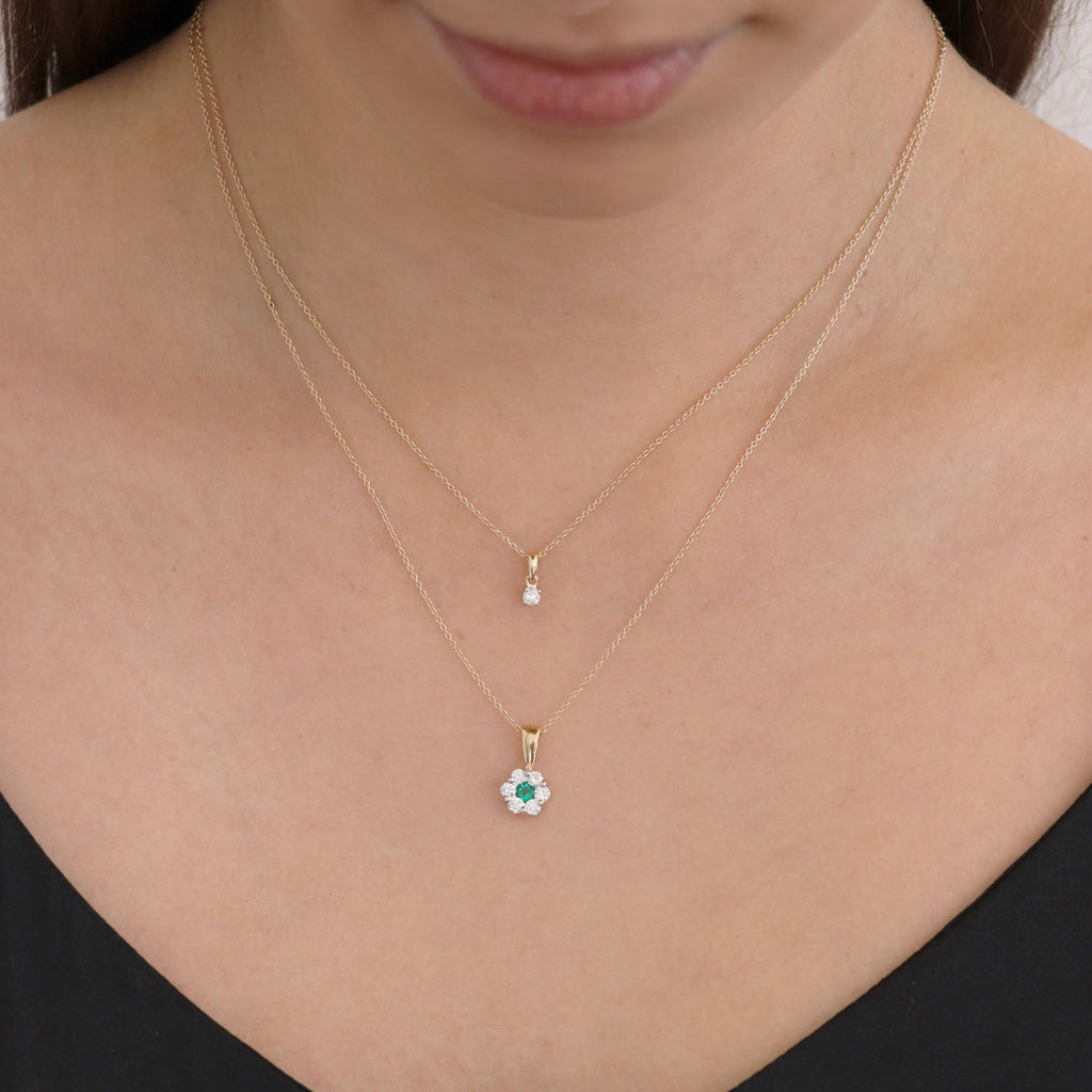 Emerald Diamond Pendant with 0.40ct Diamonds in 9K Yellow Gold - 9YRP50GHE Pendant Boutique Diamond Jewellery   