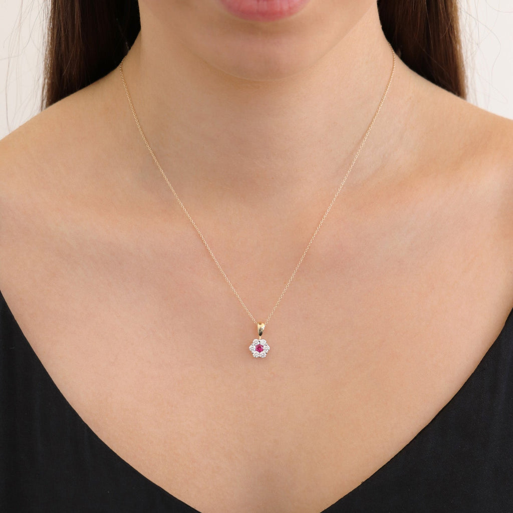 Ruby Diamond Pendant with 0.53ct Diamonds in 9K Yellow Gold - 9YRP75GHR Pendant Boutique Diamond Jewellery   