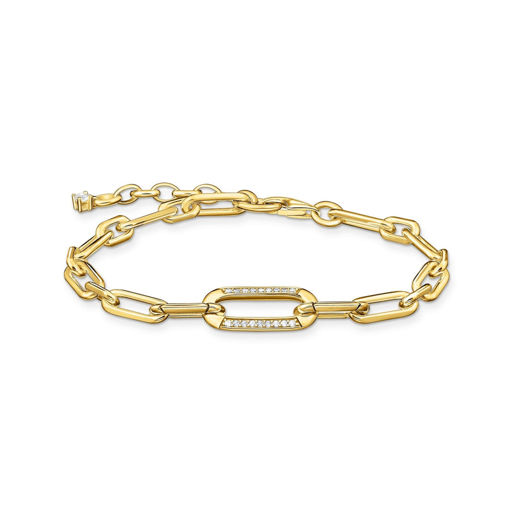 THOMAS SABO Golden Link Bracelet with Anchor Element and Zirconia Bracelet Thomas Sabo   