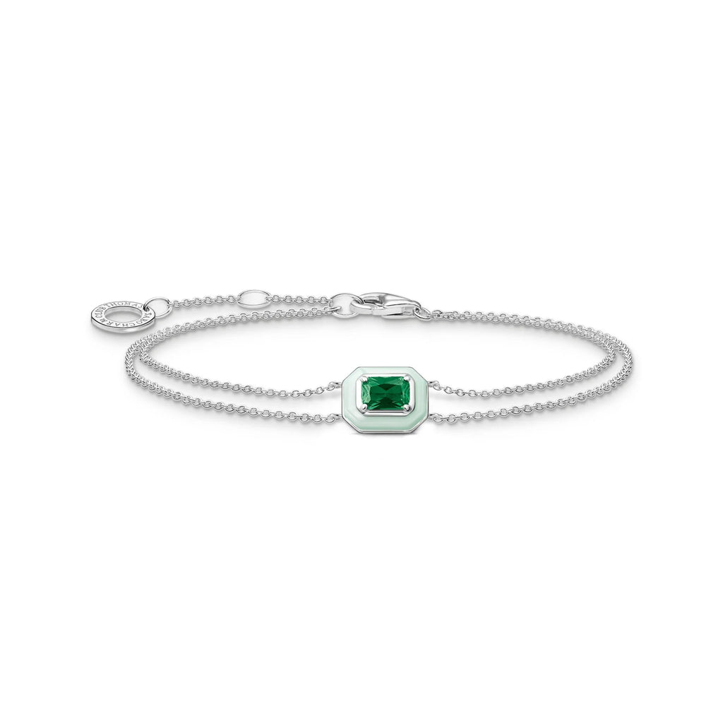 THOMAS SABO Octagon Green Stone Bracelet Bracelet Thomas Sabo 16 - 19 cm  