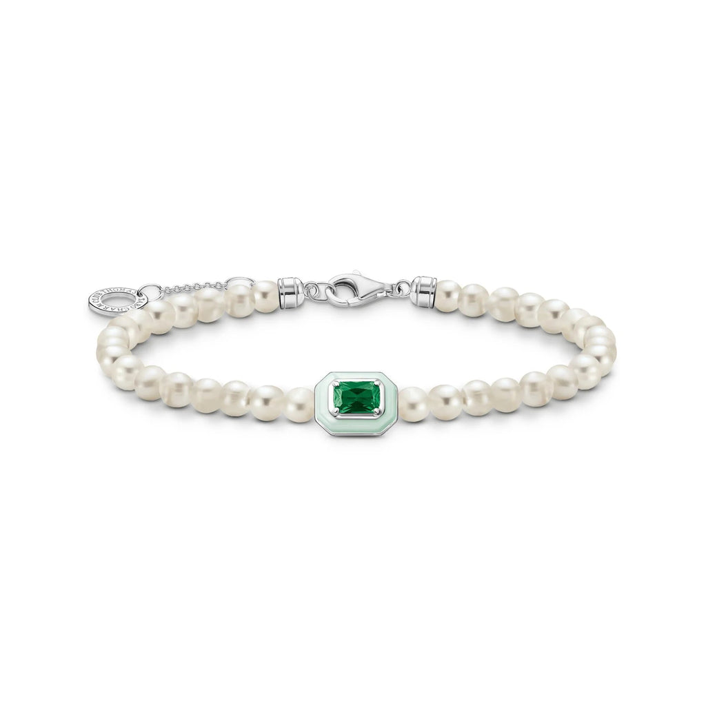 THOMAS SABO Bracelet Pearls With Green Stone Bracelet Thomas Sabo 16 - 19 cm  