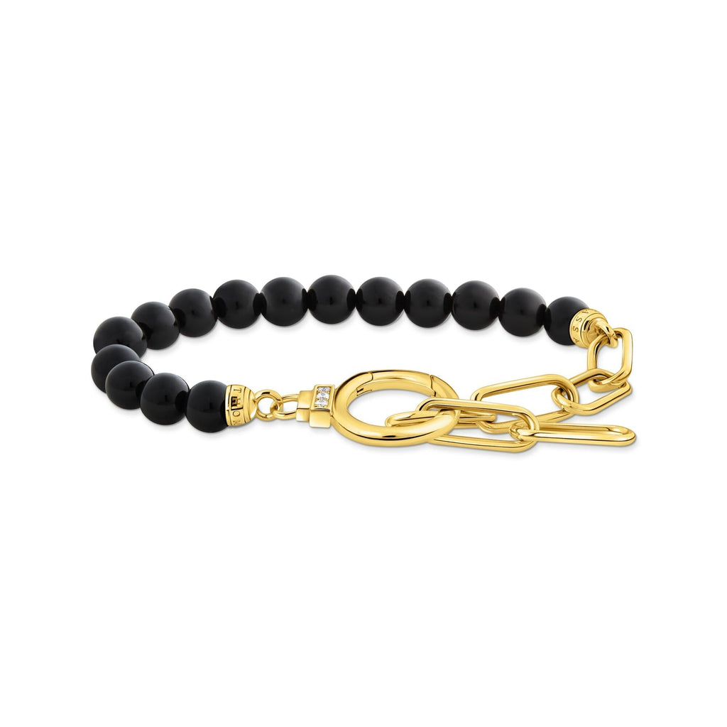 THOMAS SABO Gold Bracelet with Onyx Beads and White Zirconia Bracelet Thomas Sabo   