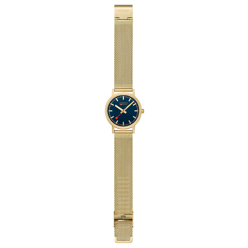 Mondaine Official Swiss Railways Classic Deep Ocean Blue Mesh 36mm Watch Watch Mondaine   