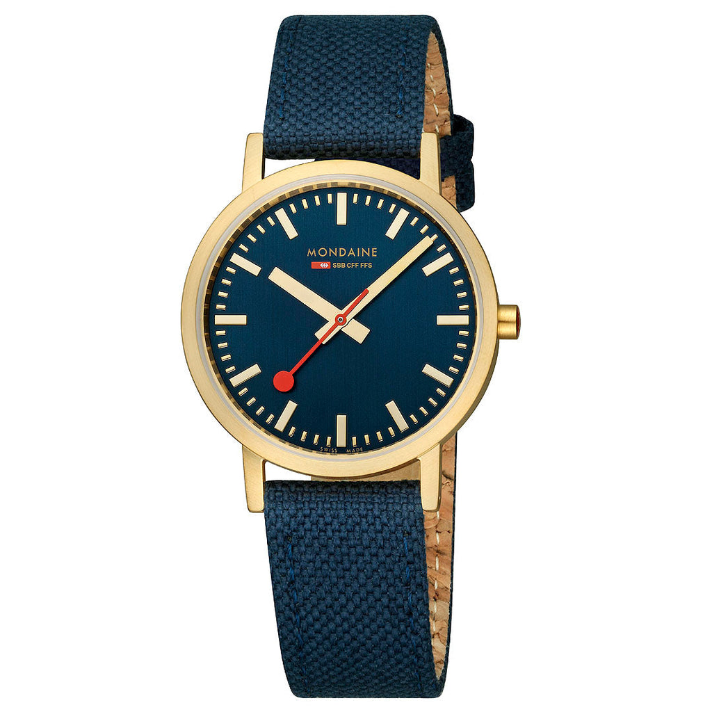 Mondaine Official Swiss Railways Classic Deep Ocean Blue Textile 36mm Watch Watch Mondaine   