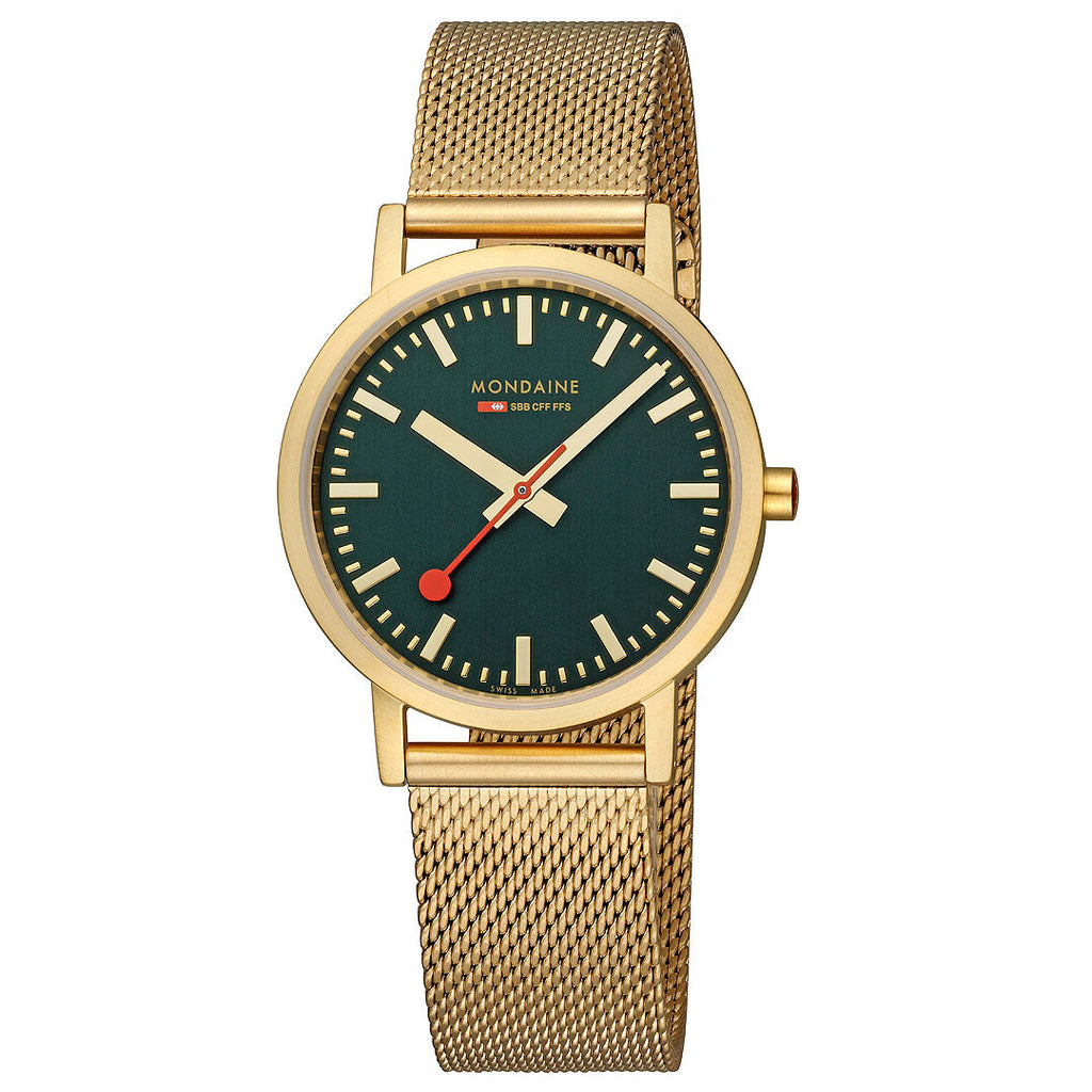 Mondaine Official Swiss Railways Classic Forest Green Mesh 36mm Watch Watch Mondaine   