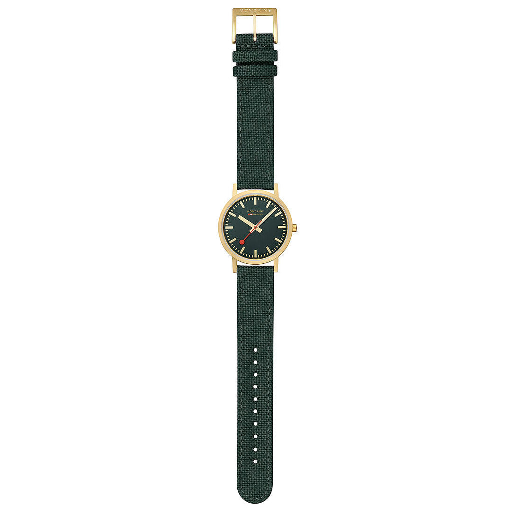Mondaine Official Swiss Railways Classic Forest Green Textile 36mm Watch Watch Mondaine   