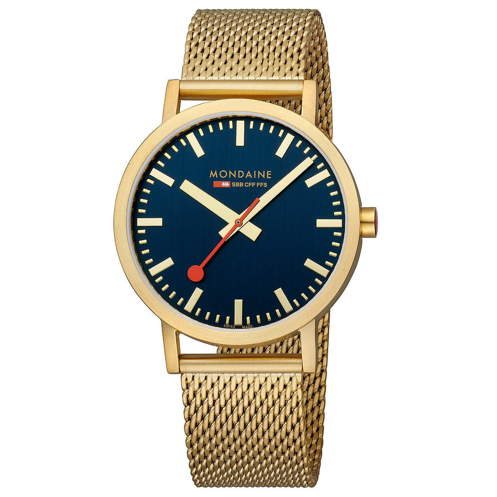 Mondaine Official Swiss Railways Classic Deep Ocean Blue Mesh 40mm Watch Watch Mondaine   