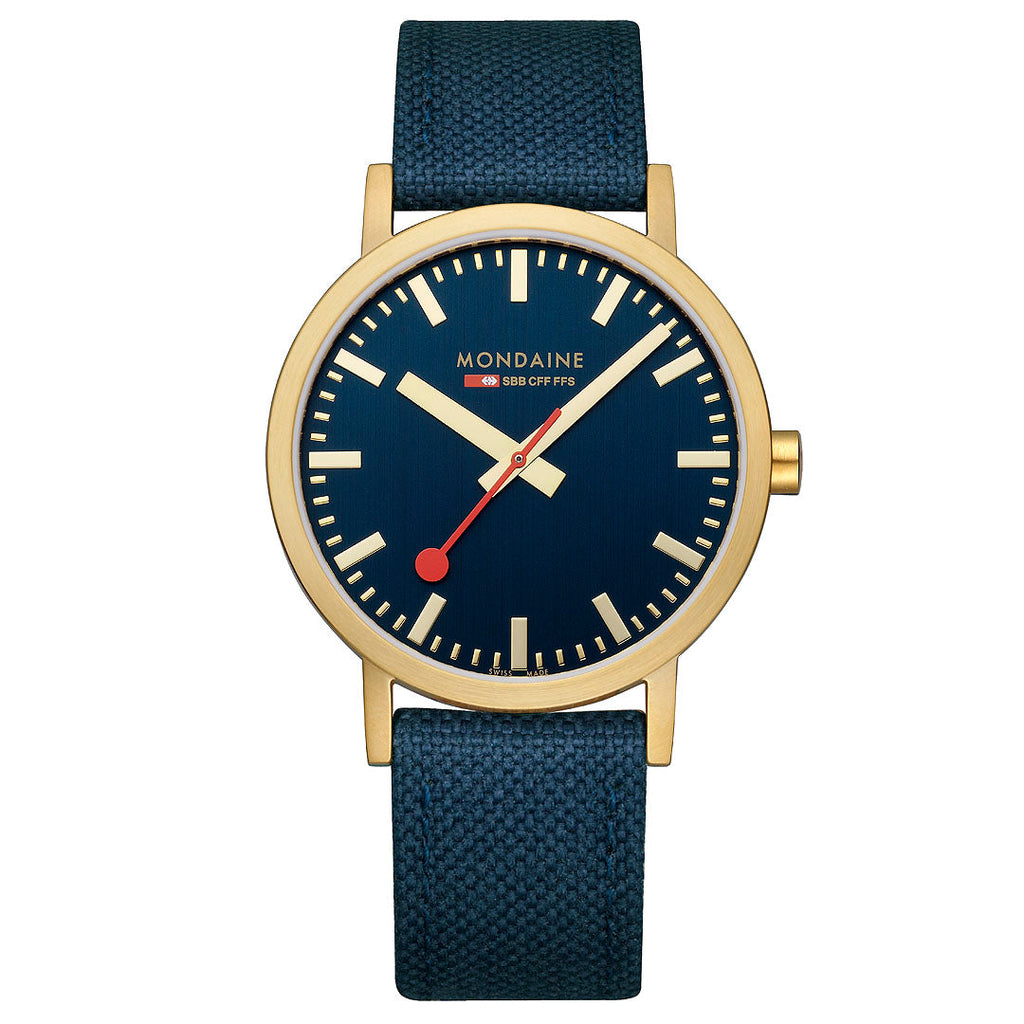 Mondaine Official Swiss Railways Classic Deep Ocean Blue Textile 40mm Watch Watch Mondaine   