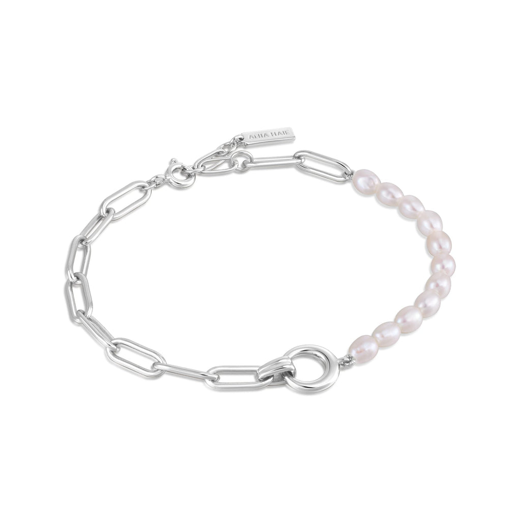 Ania Haie Silver Pearl Chunky Link Chain Bracelet Bracelets Ania Haie   
