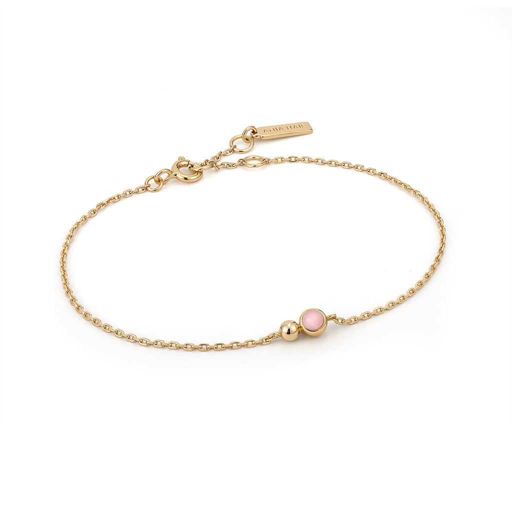 Ania Haie Gold Orb Rose Quartz Chain Bracelet Bracelets Ania Haie   