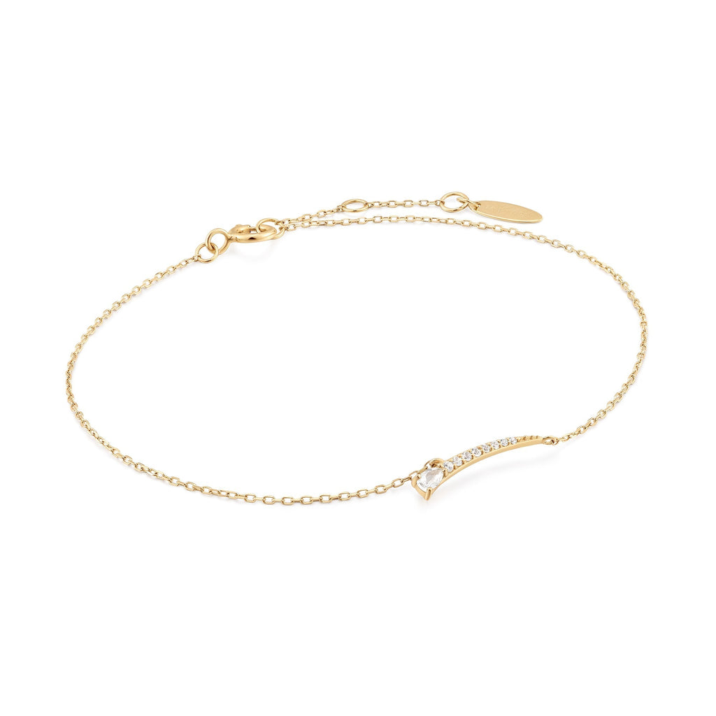 Ania Haie 14kt Gold White Sapphire Curve Bar Bracelet Bracelet AH 14kt Gold   