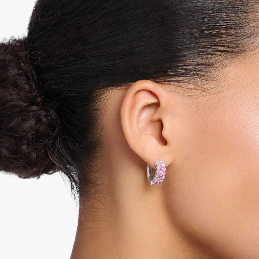 THOMAS SABO Heritage Pink Wide Baguette Earrings Hoop Earrings Thomas Sabo   