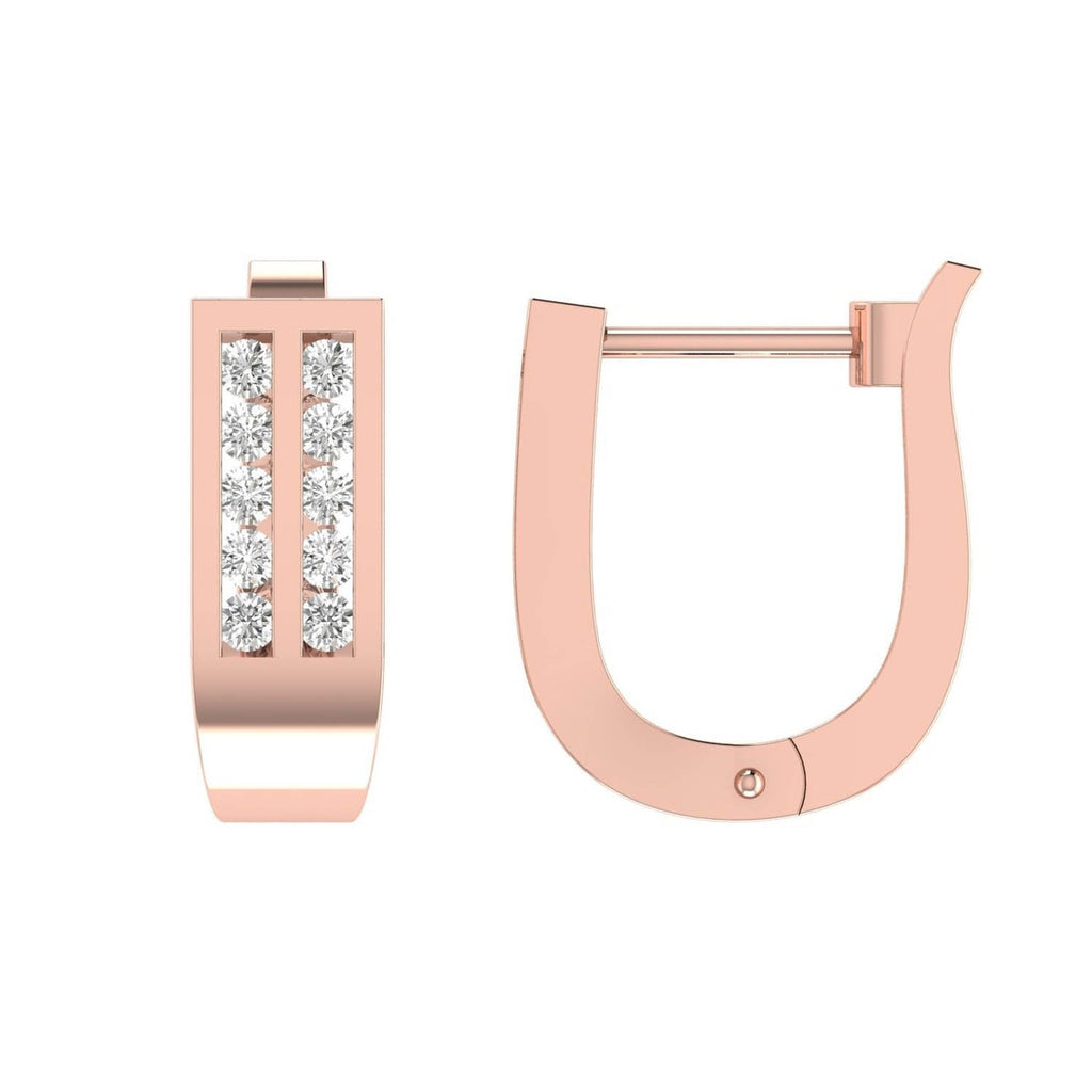 Diamond Huggie Earrings with 0.33ct Diamonds in 9K Rose Gold - D9RHUG33GH Earrings Boutique Diamond Jewellery   