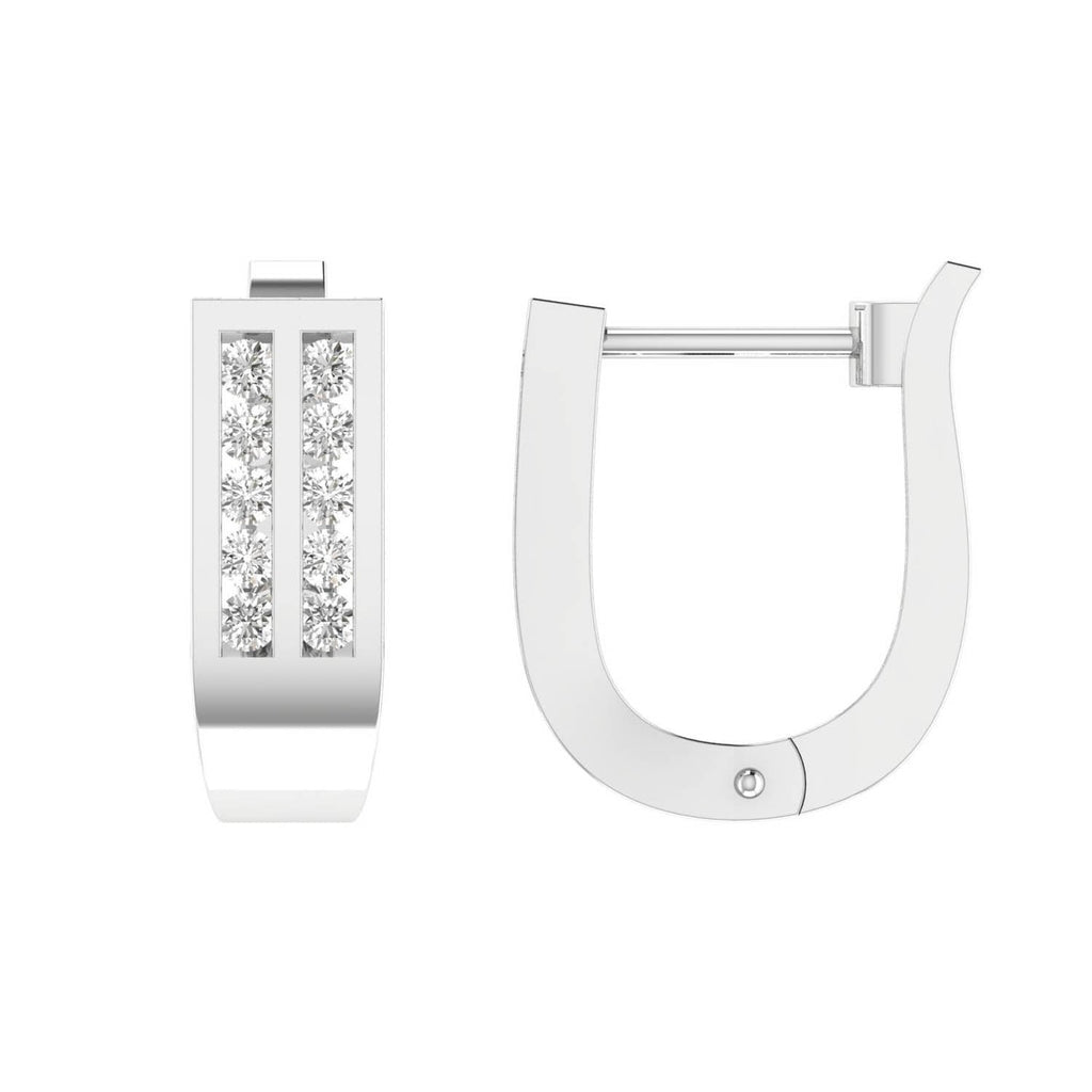 Diamond Huggie Earrings with 0.33ct Diamonds in 9K White Gold - D9WHUG33GH Earrings Boutique Diamond Jewellery   