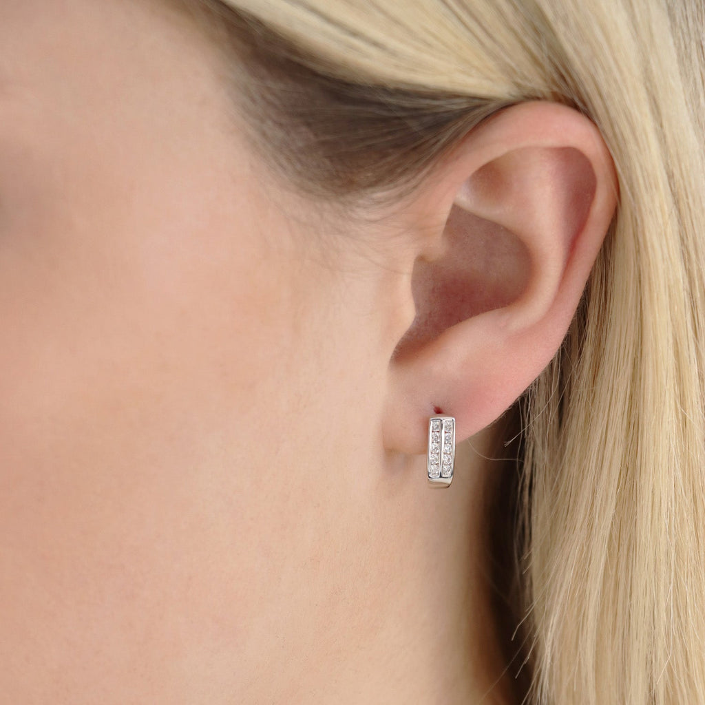 Diamond Huggie Earrings with 0.33ct Diamonds in 9K White Gold - D9WHUG33GH Earrings Boutique Diamond Jewellery   