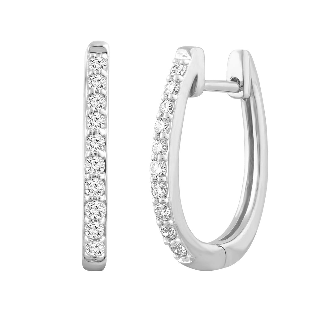 Diamond Huggie Earrings with 0.25ct Diamonds in 18K White Gold - E-14529-025-18W Earring Boutique Diamond Jewellery   