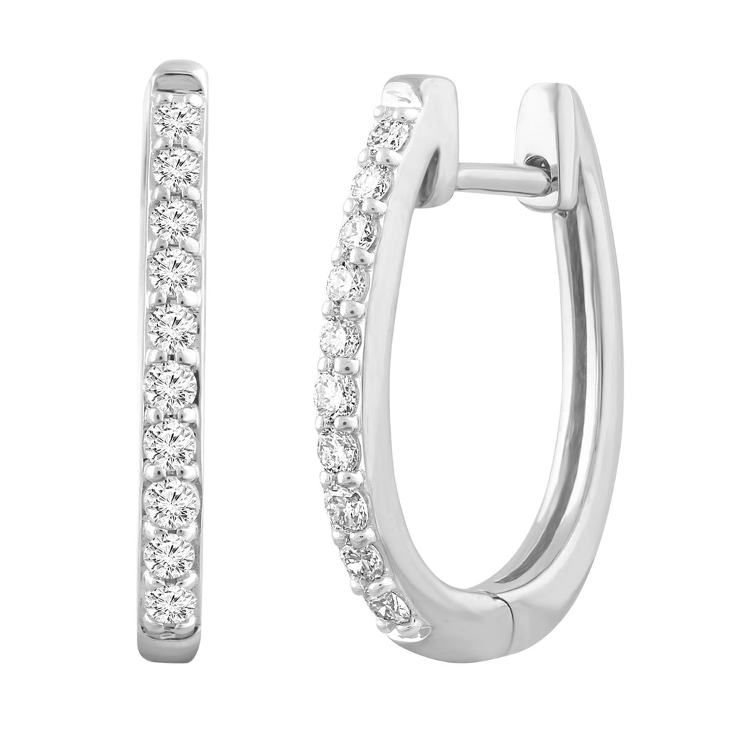 Diamond Huggie Earrings with 0.33ct Diamonds in 18K White Gold - E-14529-033-18W Earring Boutique Diamond Jewellery   