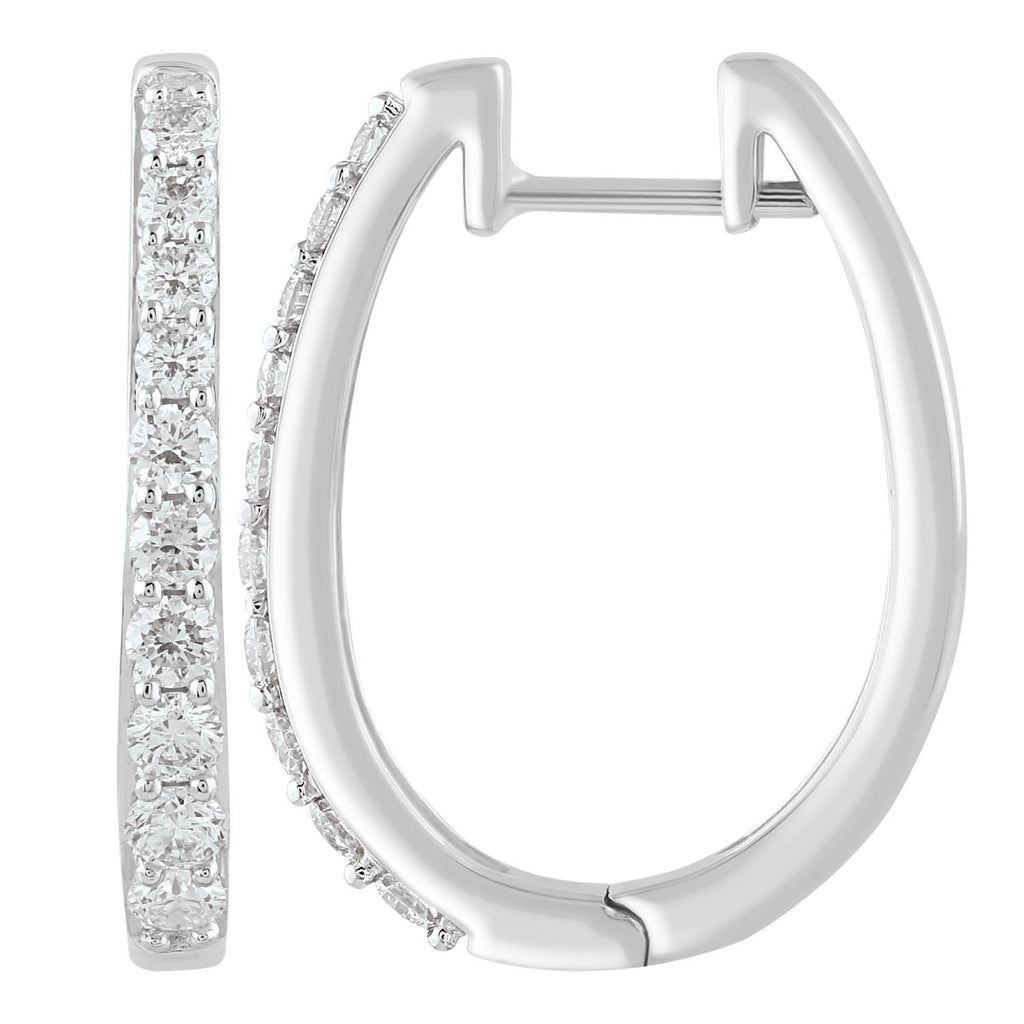 Huggie Earrings with 0.75ct Diamonds in 9K White Gold Earrings Boutique Diamond Jewellery   