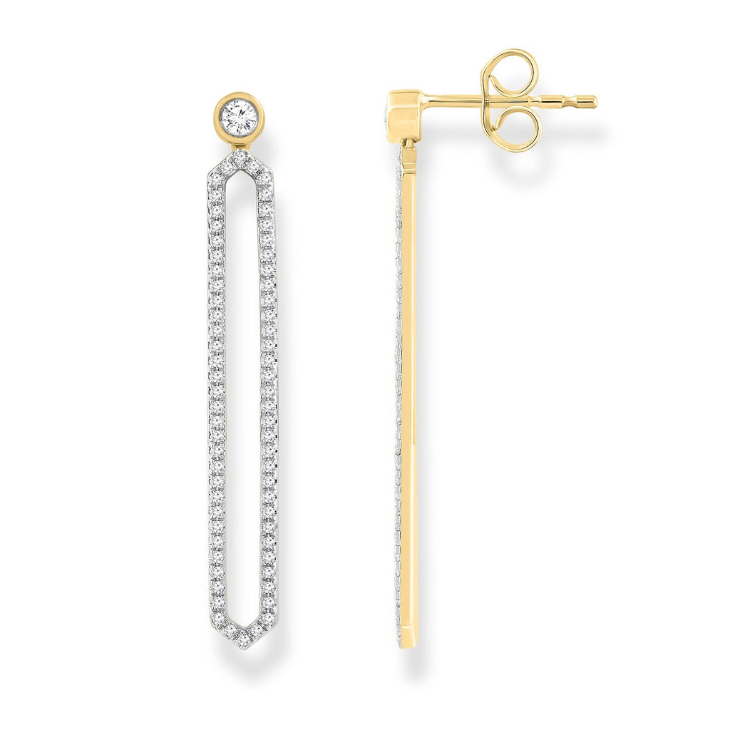 Diamond Drop Earrings with 0.50ct Diamonds in 9K Yellow Gold Earrings Boutique Diamond Jewellery   