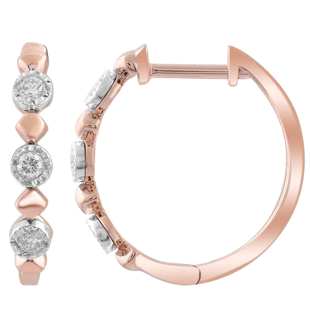 Hoop Earrings with 0.10ct Diamonds in 9K Rose Gold Earrings Boutique Diamond Jewellery   