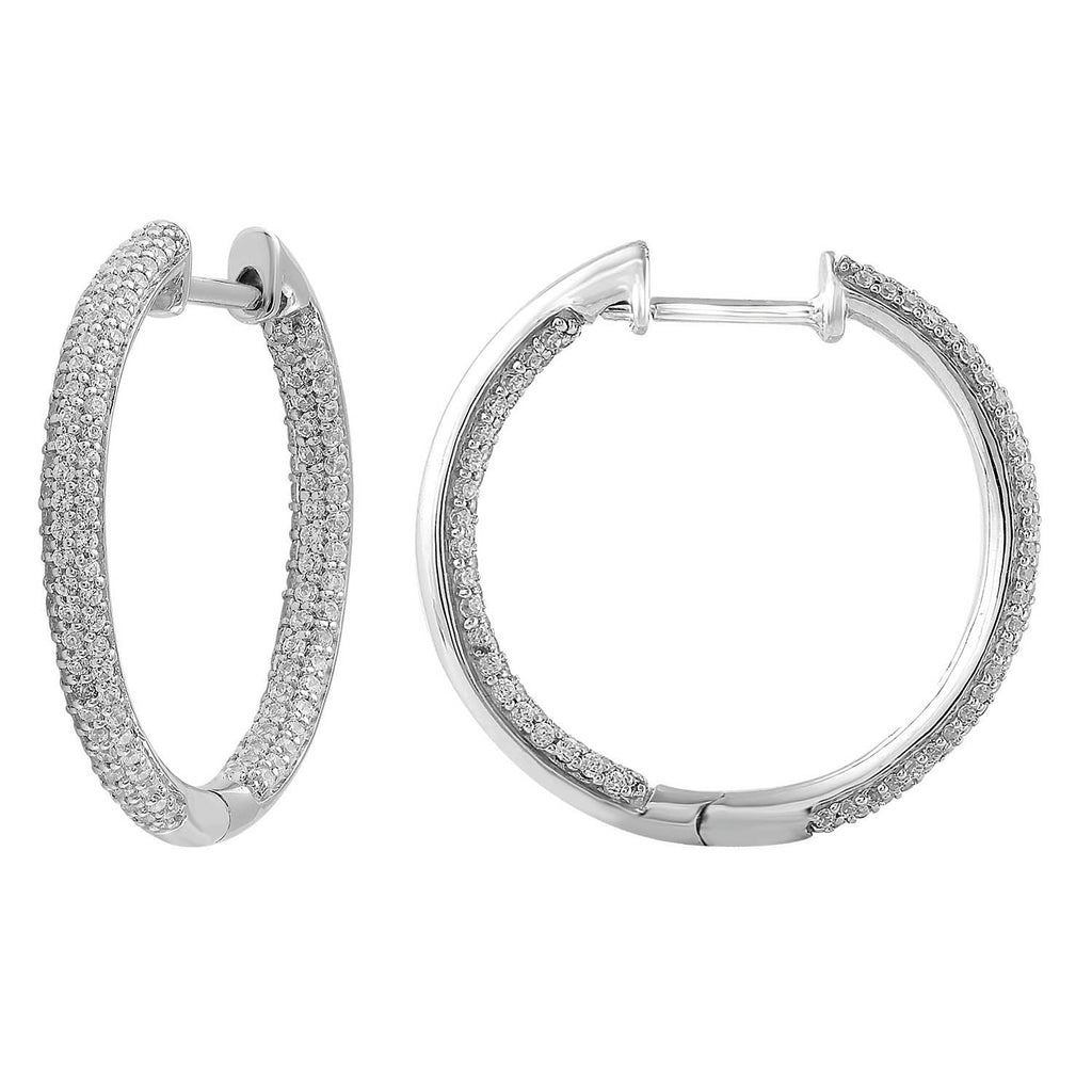 Inside Out Hoops with 0.50ct Diamonds in 9K White Gold Earrings Boutique Diamond Jewellery   