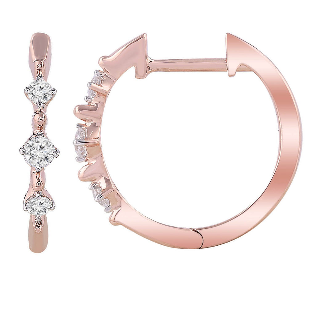 Hoop Earrings with 0.15ct Diamonds in 9K Rose Gold Earrings Boutique Diamond Jewellery   