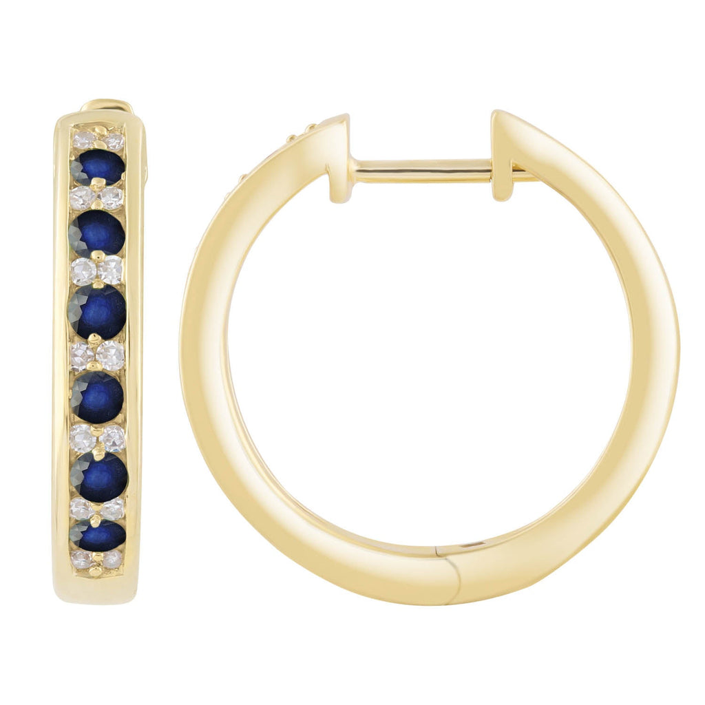 Diamond Sapphire Earrings with 0.10ct Diamonds in 9K Yellow Gold - E-16484BS-012-Y Earring Boutique Diamond Jewellery   