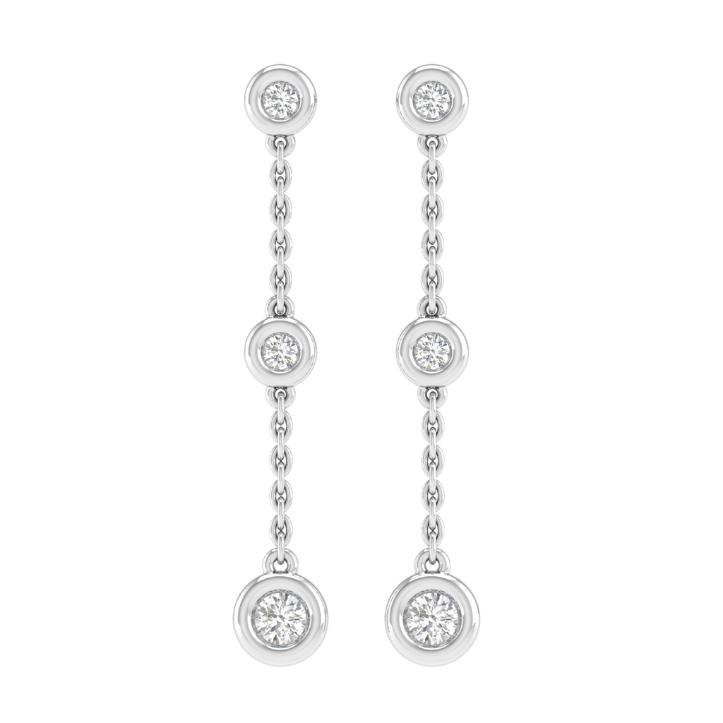 Diamond Chain Earrings with 0.25ct Diamonds in 9K White Gold Earring Boutique Diamond Jewellery   