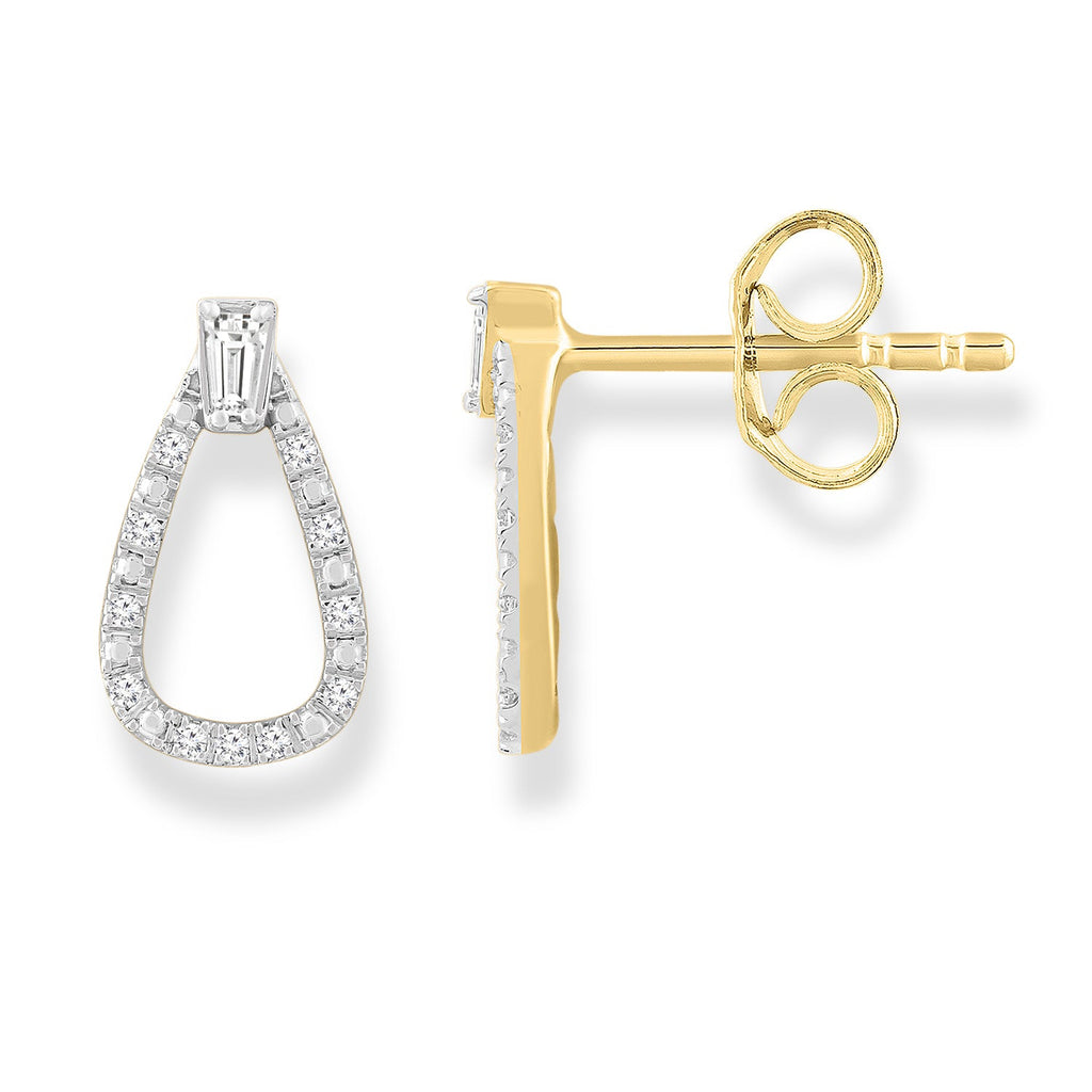 Diamond Earrings with 0.10ct Diamonds in 9K Yellow Gold Earrings Boutique Diamond Jewellery   