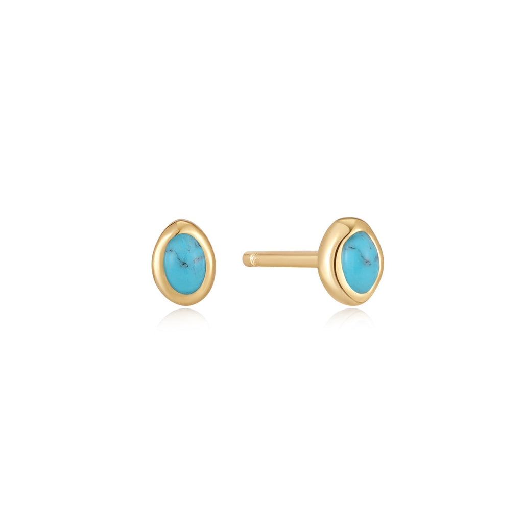 Ania Haie Gold Turquoise Wave Stud Earrings Earrings Ania Haie   