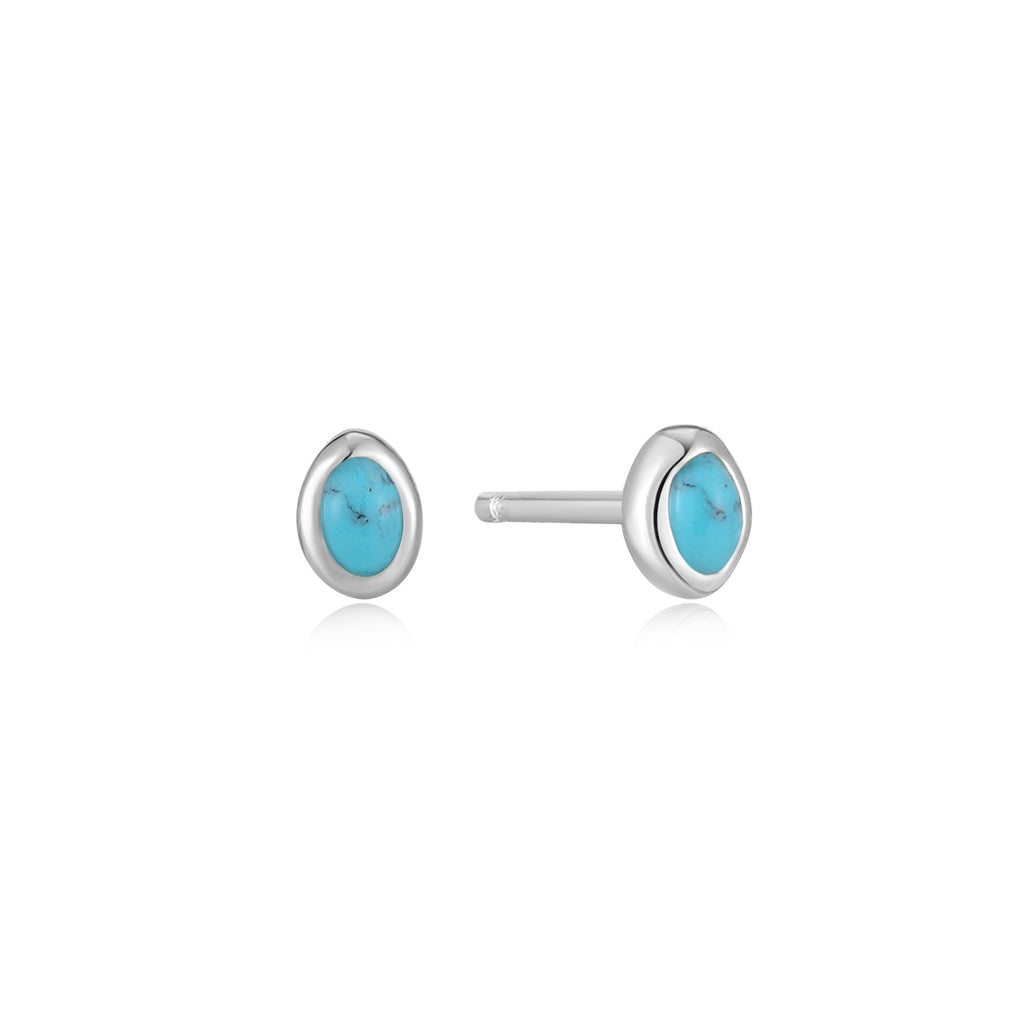 Ania Haie Silver Turquoise Wave Stud Earrings Earrings Ania Haie   