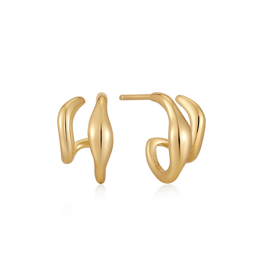 Ania Haie Gold Wave Double Hoop Stud Earrings Earrings Ania Haie   