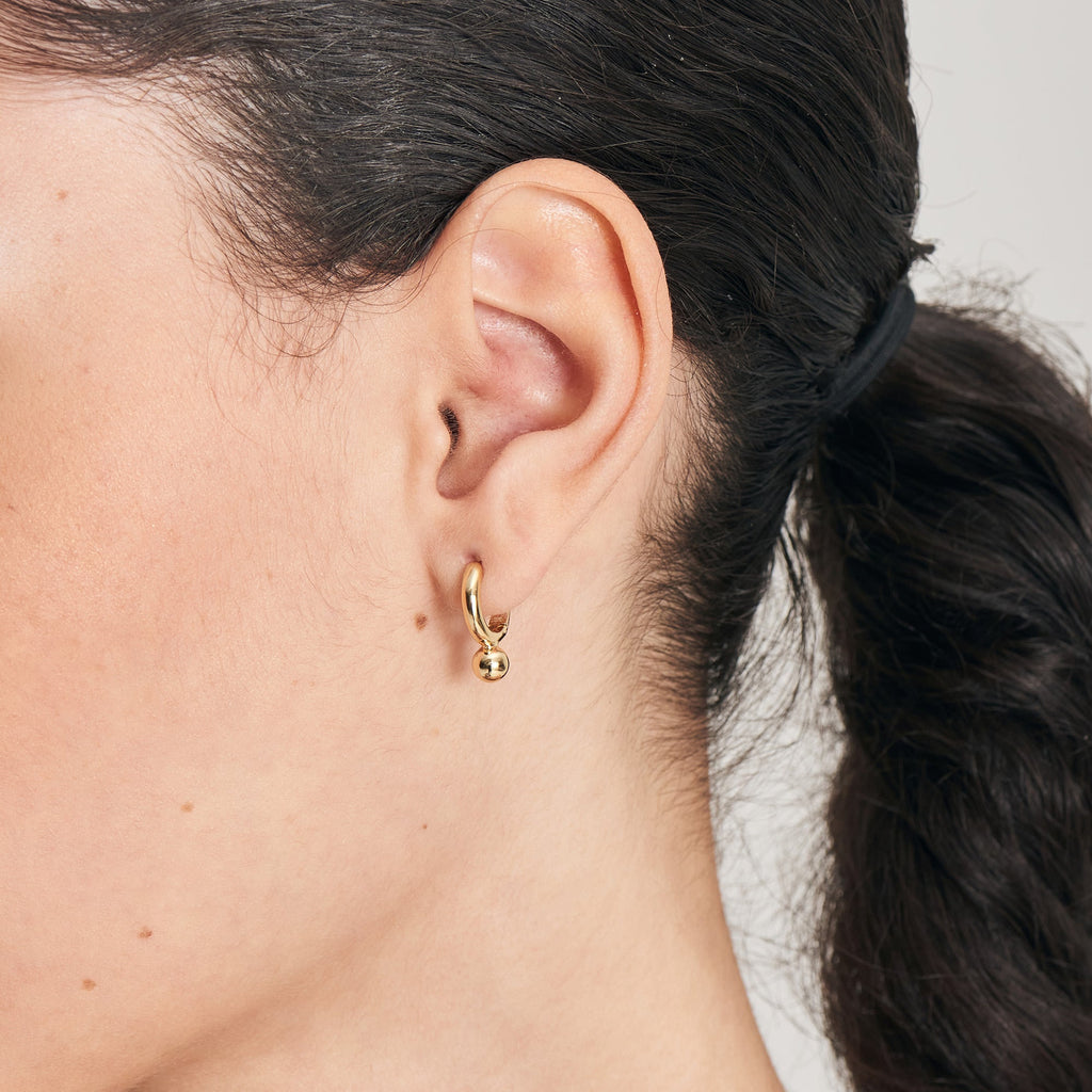 Ania Haie Gold Orb Drop Huggie Hoop Earrings Earrings Ania Haie   