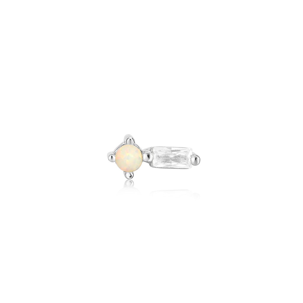 Silver Kyoto Opal Sparkle Barbell Single Earring Earring Ania Haie   