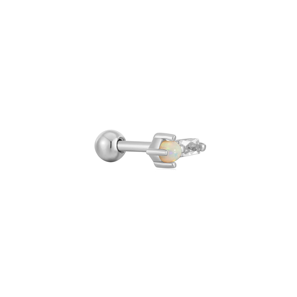Silver Kyoto Opal Sparkle Barbell Single Earring Earring Ania Haie   
