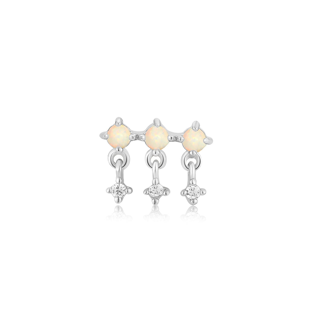 Silver Kyoto Opal Drop Sparkle Barbell Single Earring Earring Ania Haie   