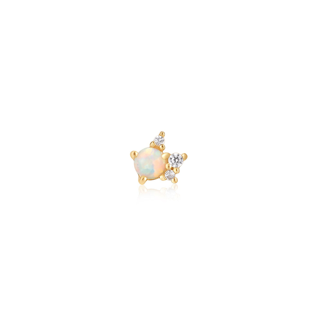 Gold Kyoto Opal Sparkle Crown Barbell Single Earring Earring Ania Haie   